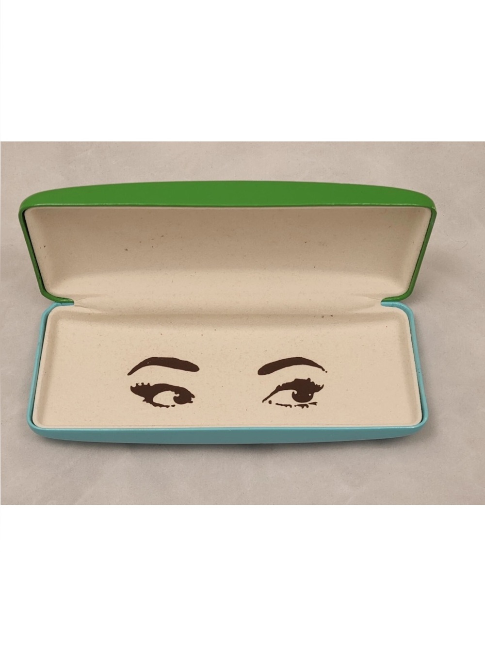 Kate Spade New York Wink Wink Hard Shell Eyeglass Case, green & turquoise, GUC